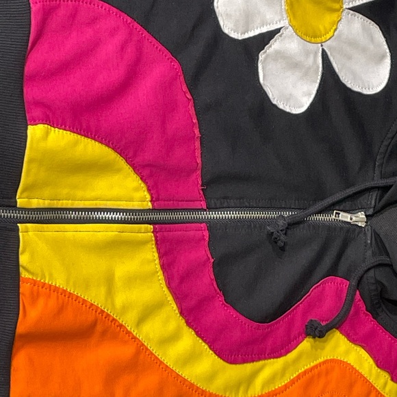 dELiA*s by Dolls Kill The New Daze Crop Hoodie XL Daisy Wave Applique Zip-up - Picture 5 of 11